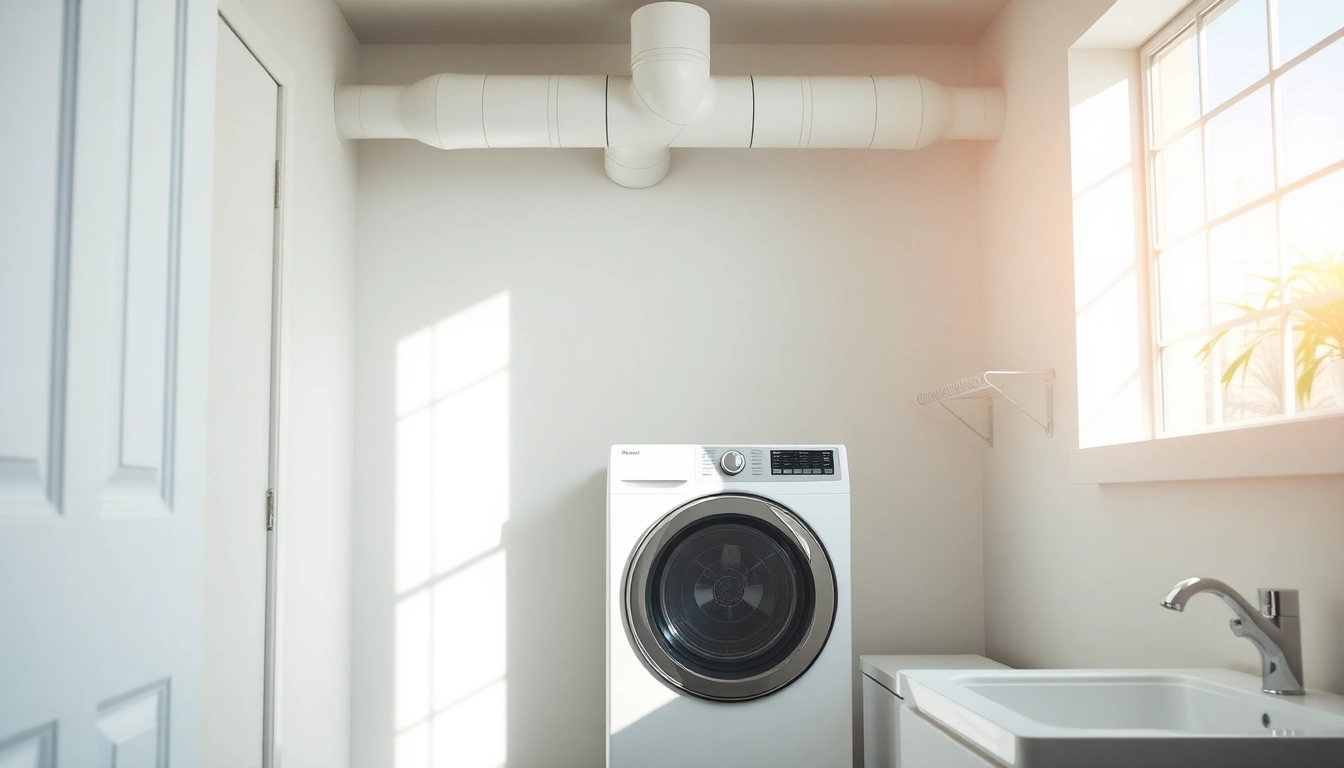 Efficient dryer vent cleaning salt lake city service showcased in a bright, modern laundry room.