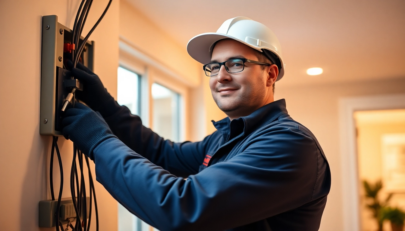 Electrician Notdienst providing rapid electrical service in a home setting, showcasing tools and expertise.