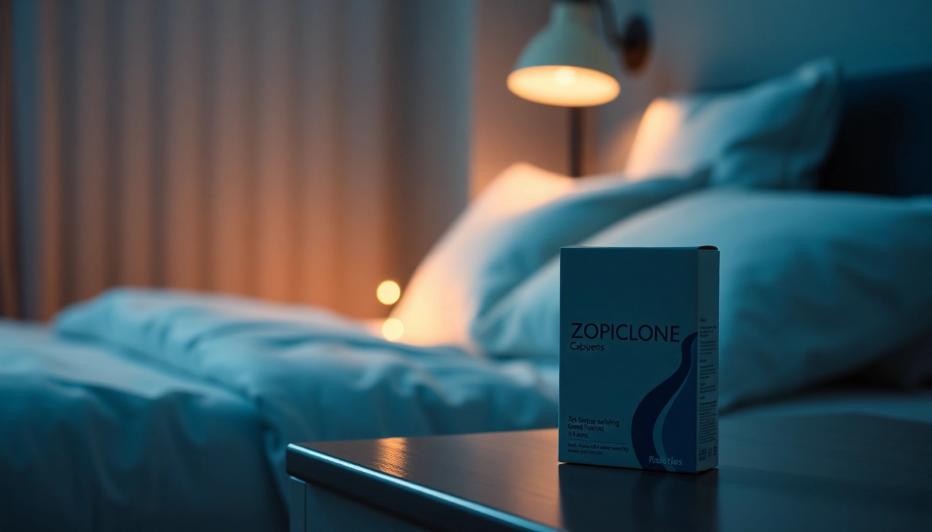 Kopen Zopiclone Zonder Recept on the bedside table in a serene bedroom setting, suggesting relaxation.