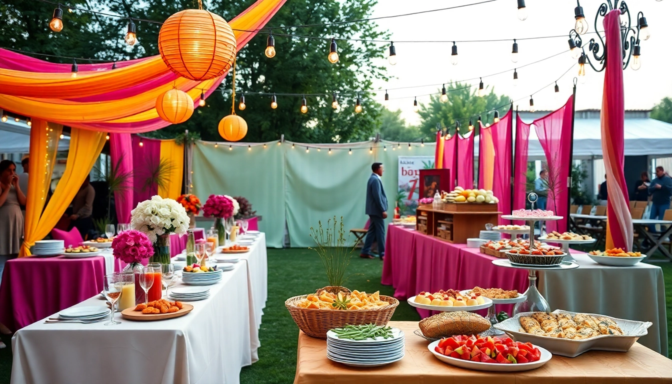 Discover an inviting Partyservice Berlin setup with colorful decor and delicious food displays.