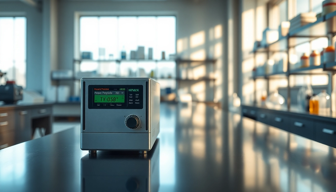 Hydrogen Peroxide detector on a laboratory table, showcasing its features in a professional setting.