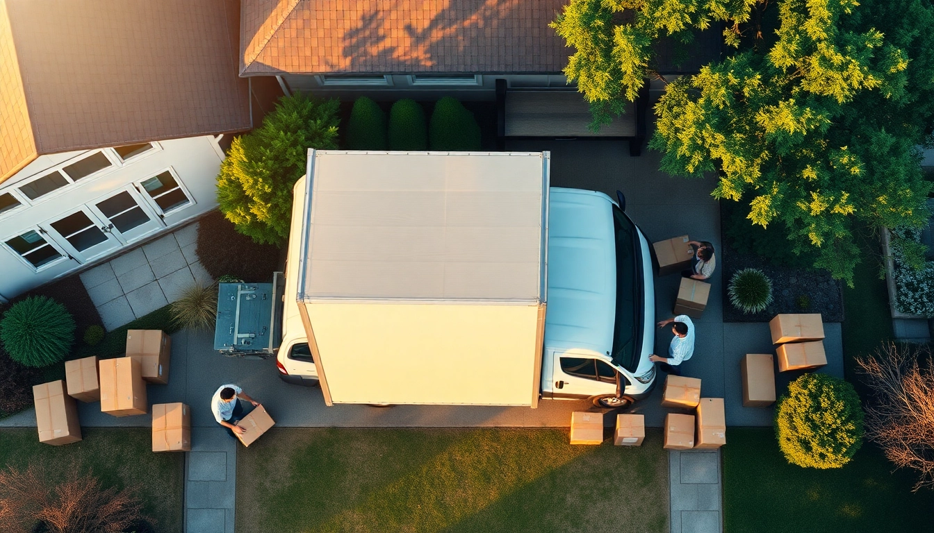 Efficient Umzug Fürth showcased with a moving truck and professional movers handling packed boxes.