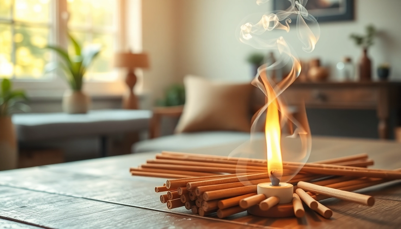 Incenses for cleansing displayed in a serene setting with warm tones and natural lighting.