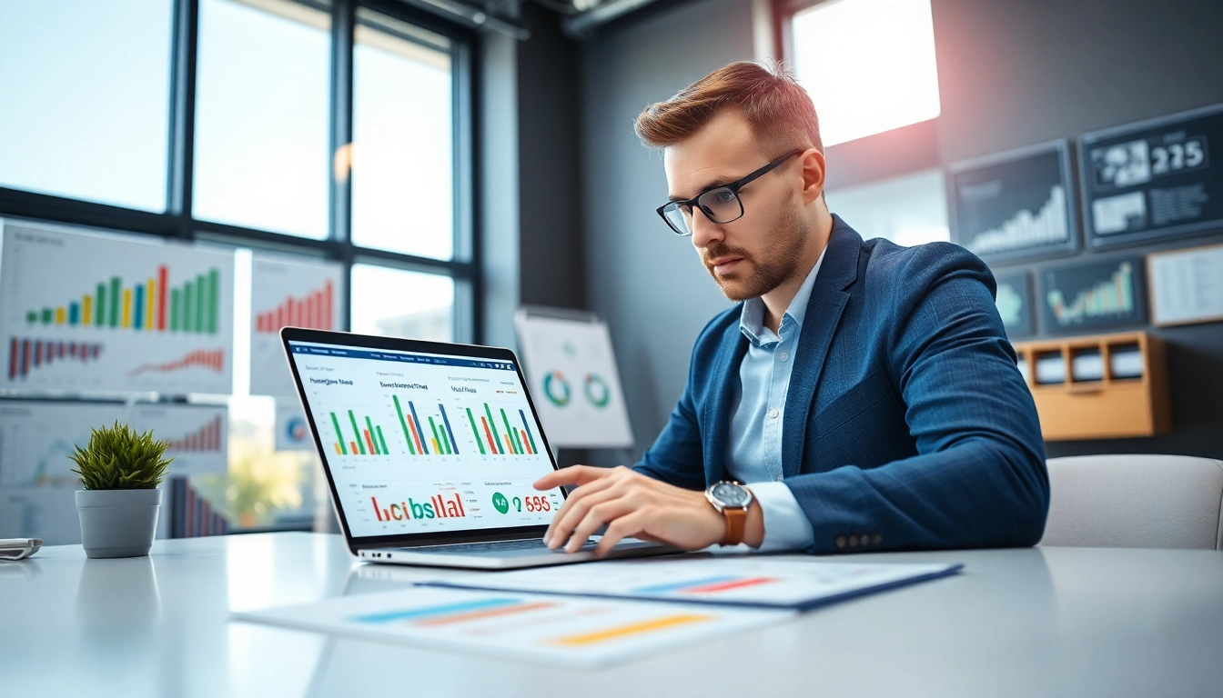 An engaging scene of a professional conducting competitor pricing analysis in a modern office setting