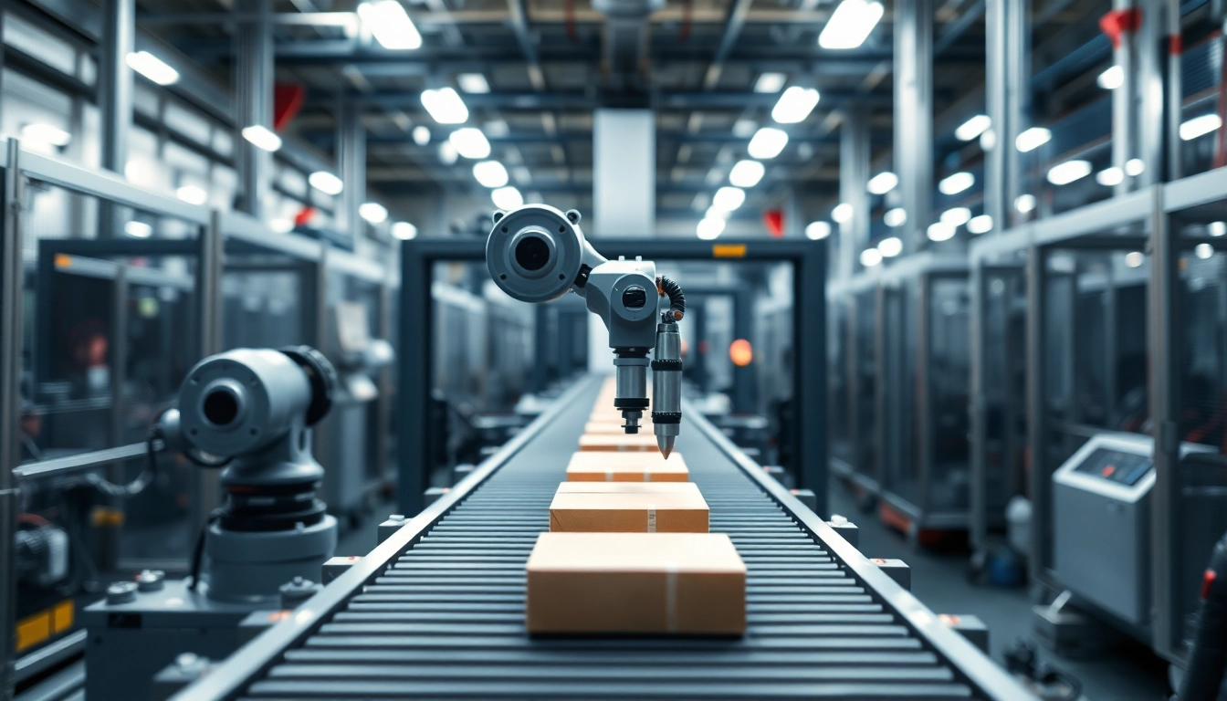 Inspecting products with machine vision technology using a robotic arm in an industrial setting.