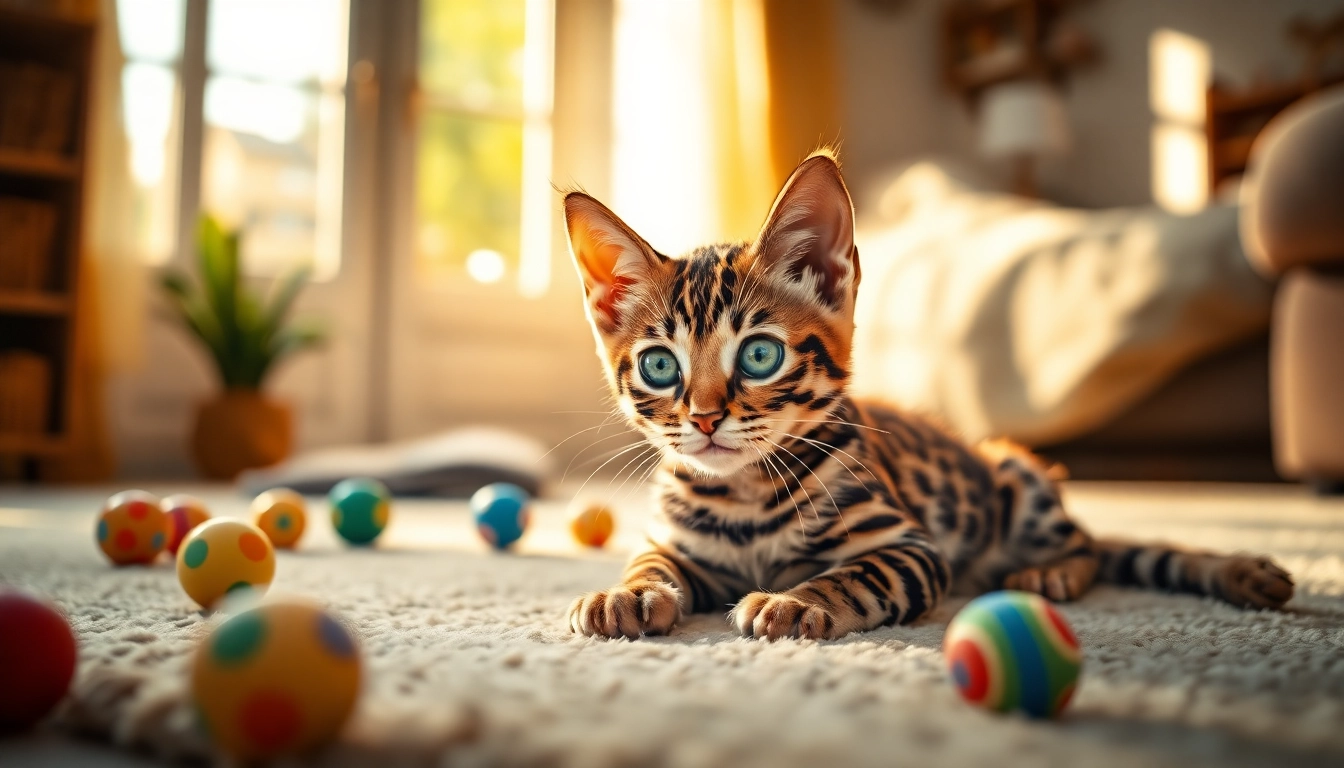 Engaging Bengal Kittens for Sale in a cozy home environment with playful features.