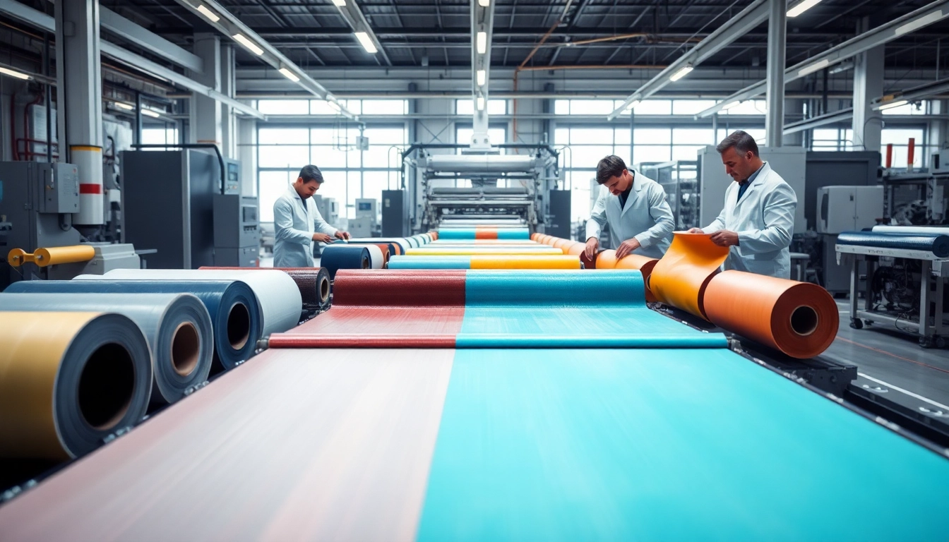 Inspecting epoxy prepregs in a high-tech manufacturing environment, showcasing materials and innovation.