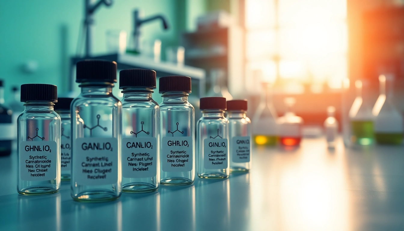 Highlighting synthetic cannabinoids in lab vials to demonstrate diverse chemical structures.