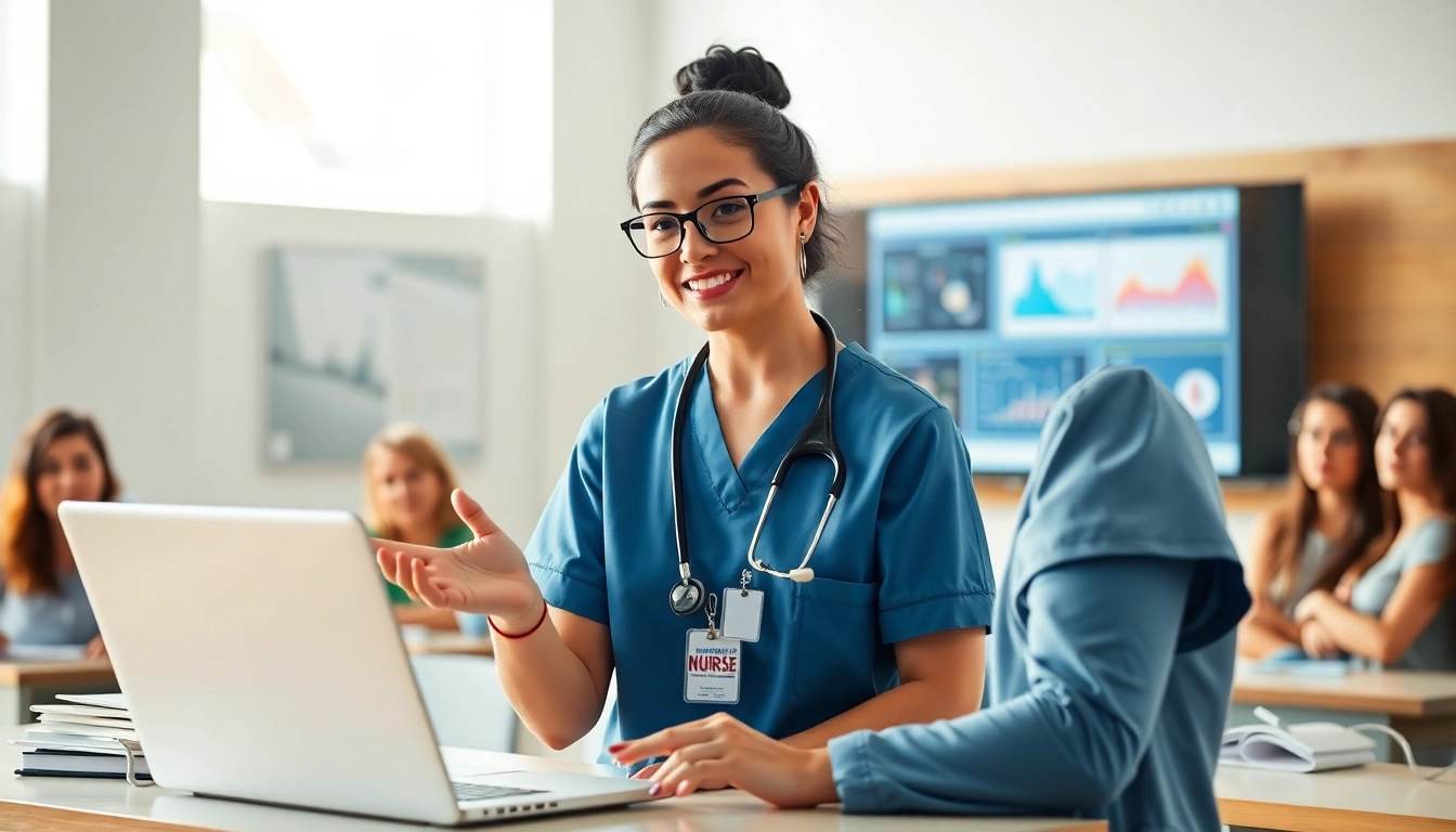 Nurse educator conducting a webinar about rn ceus, engaging participants actively online.