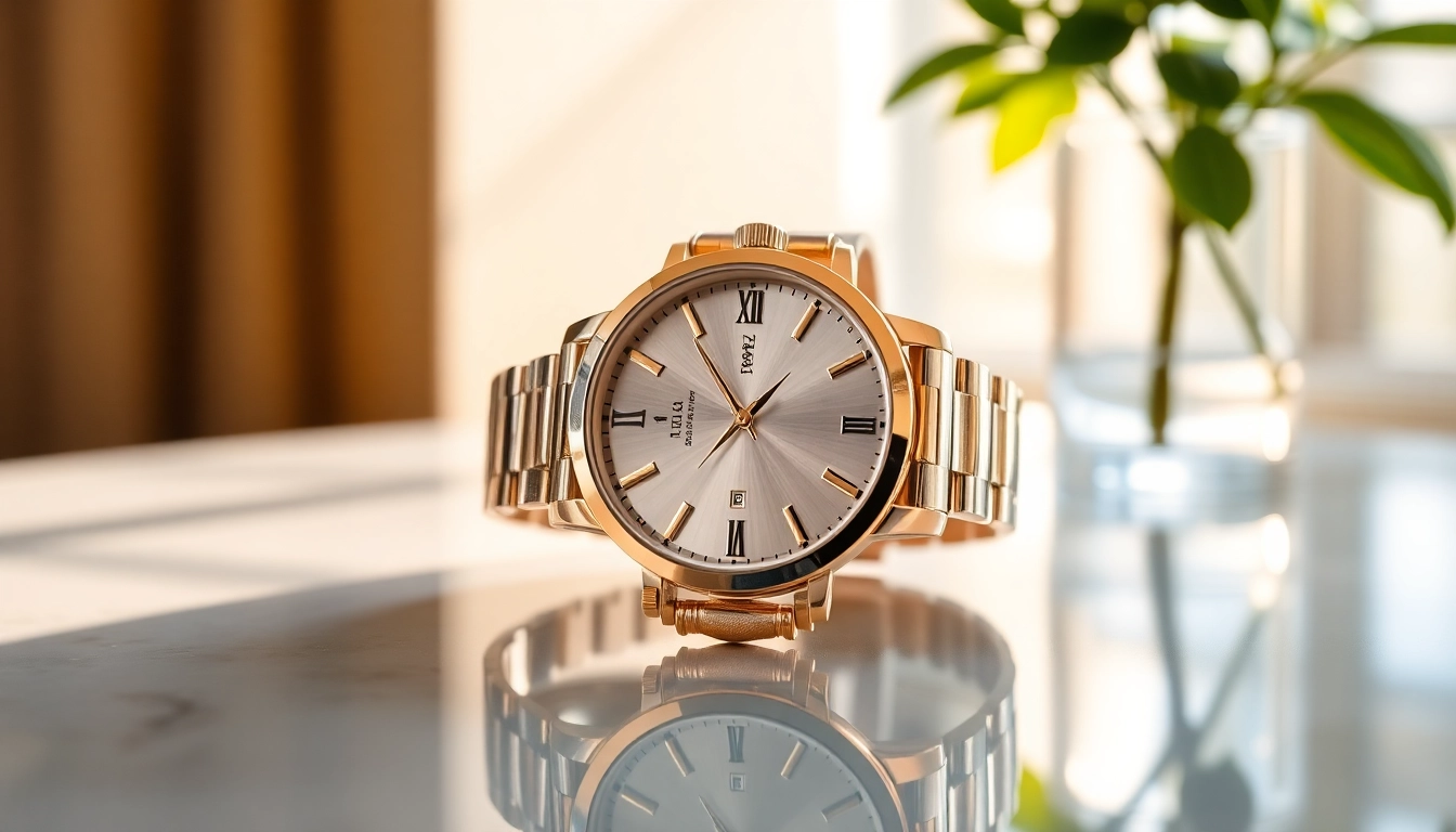 Elegante Damen Armbanduhr in gold und silber, stilvoll präsentiert.