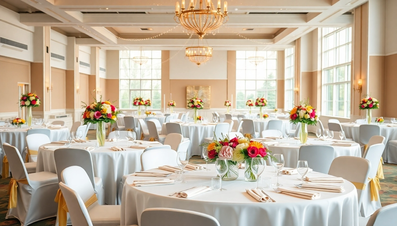 Elegant event center arrangement for celebrations showcasing the trenton event center with bright decorations.