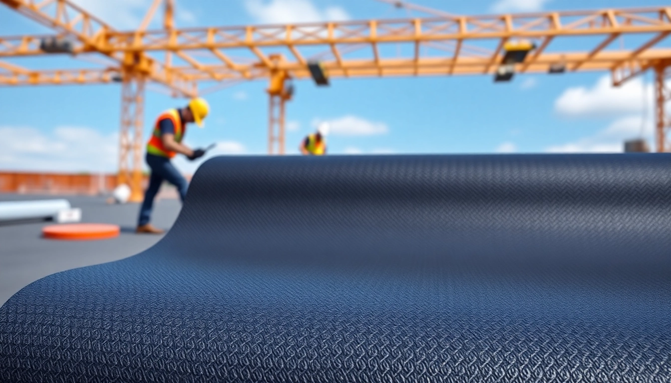 Instalación de Lamina EPDM en un entorno de construcción moderno y profesional.