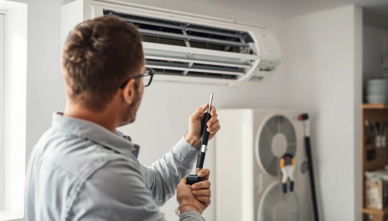 Efficient technician conducting ac repair mesa az in a bright and organized home setting.