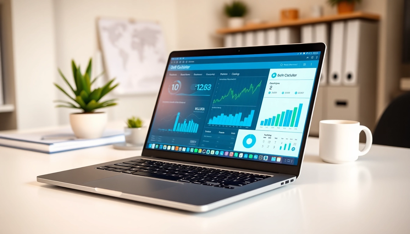Utilize the online debt calculator for visualizing financial data on a modern laptop.