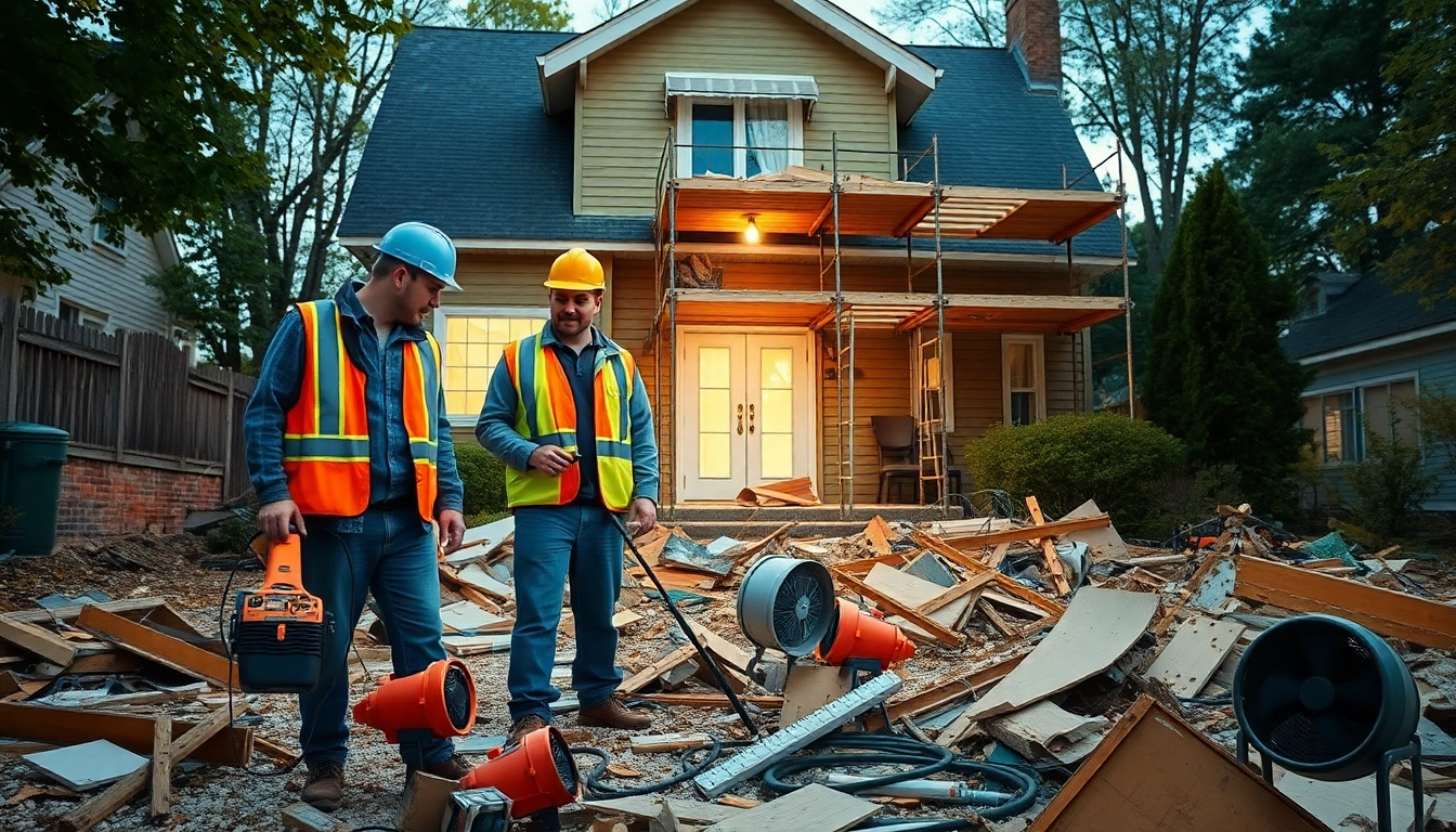 Restoration team evaluating water damage in Nassau County NY with professional equipment.