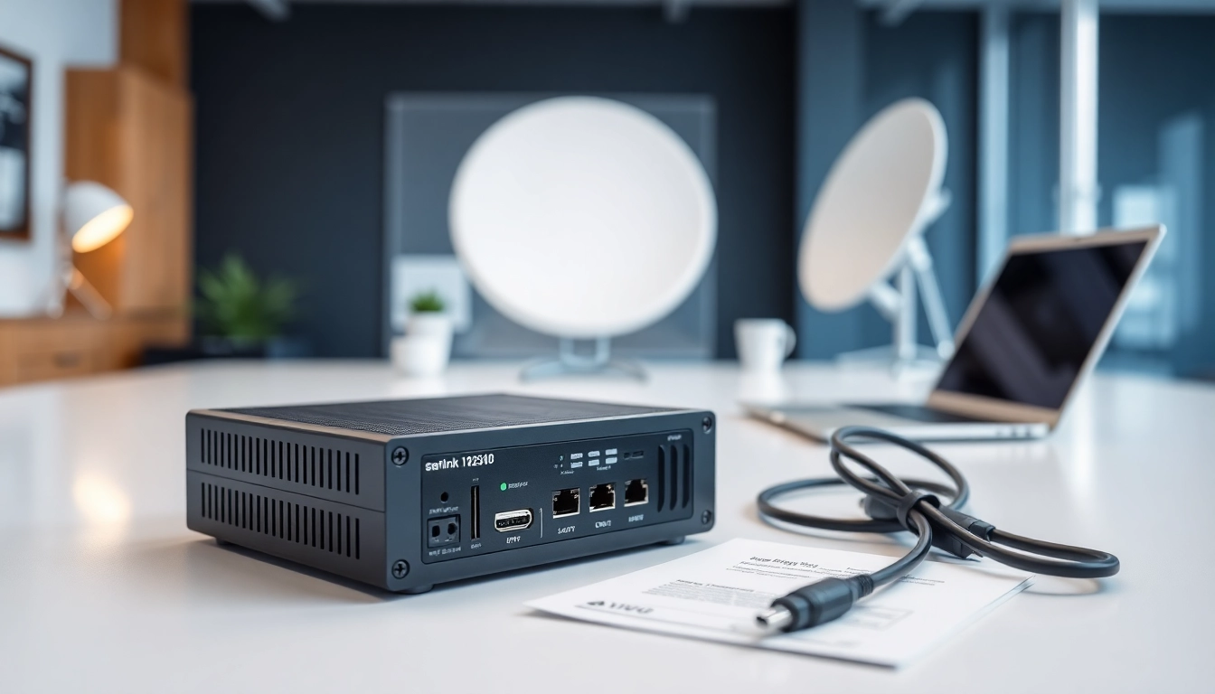 Efficient starlink mini 12v power supply displayed in a modern workspace with clear visibility.