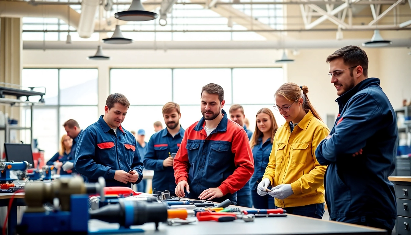 Students actively participating in a trade school Tennessee classroom, focused on hands-on learning.