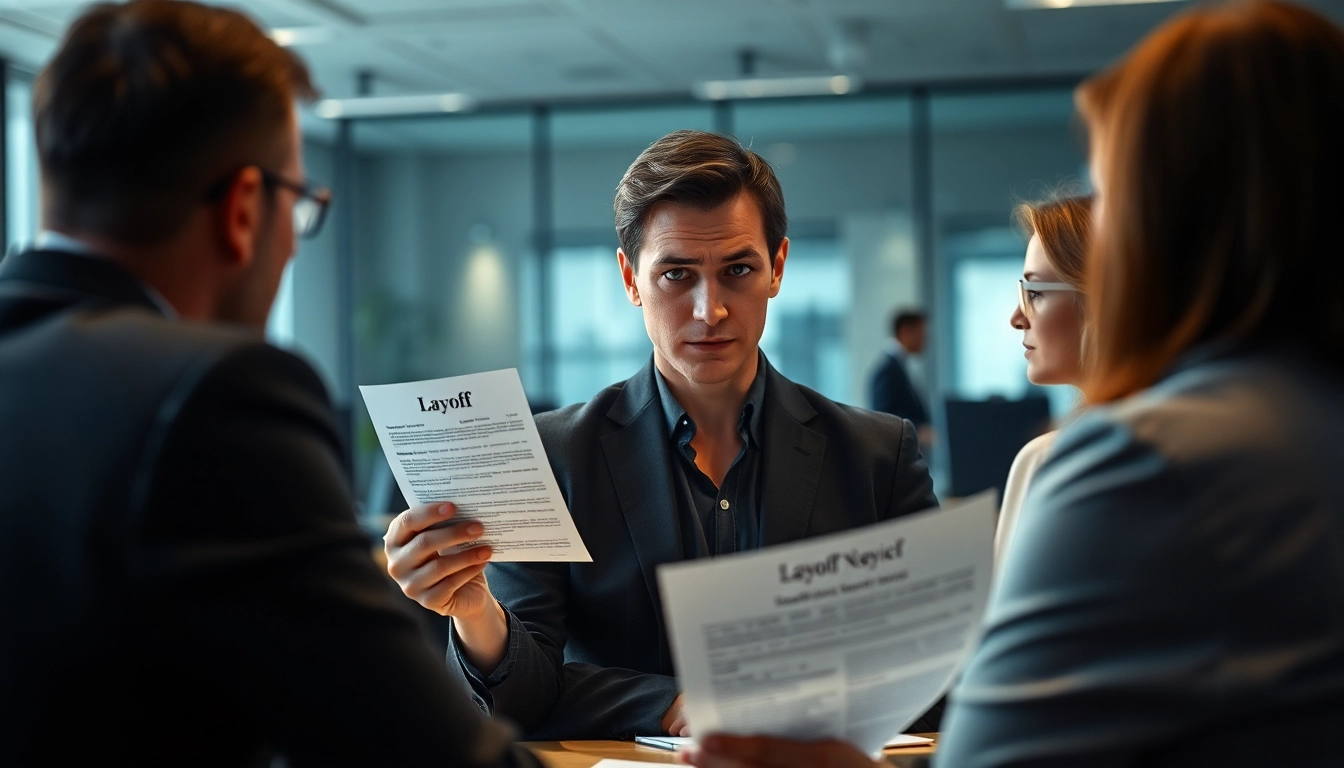 Visualizing the layoff wells fargo as employees discuss their future in a somber office setting.