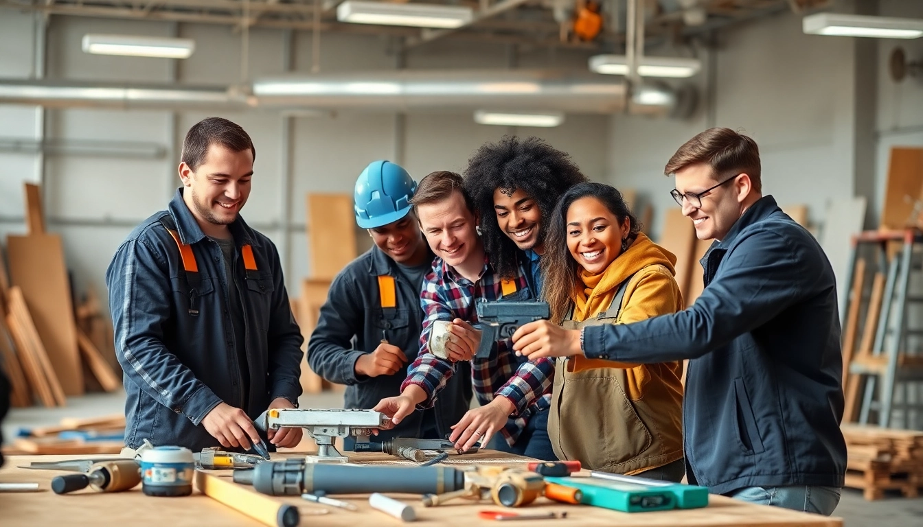 Students learning at construction trade schools in texas showcasing hands-on skills and collaboration.