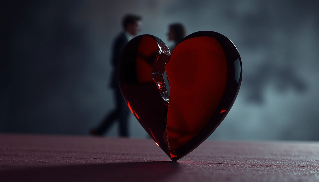 Explore the emotional impact of a relationship breakup through a close-up of a broken heart.