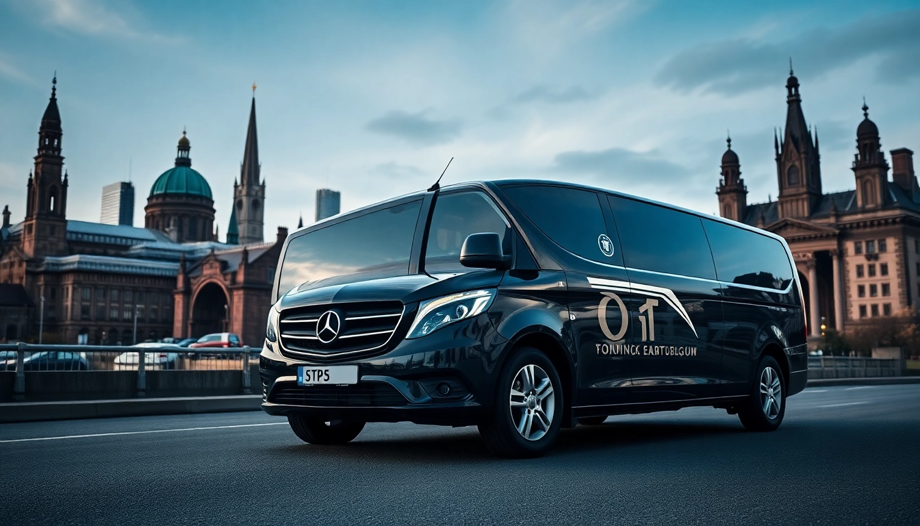 Providing Glasgow and Edinburgh transfers with a modern vehicle against a city backdrop.