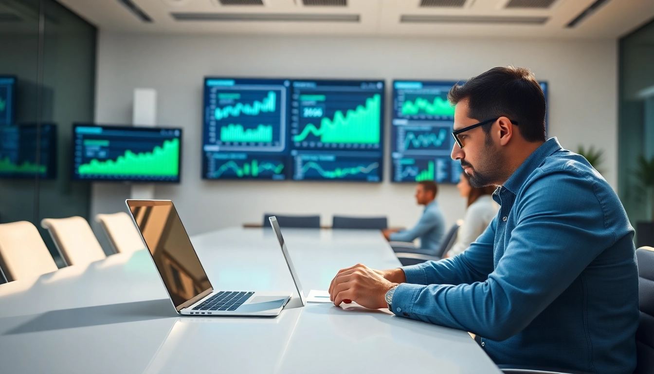 FP&A Consultant Houston analyzing financial data in a modern office setting