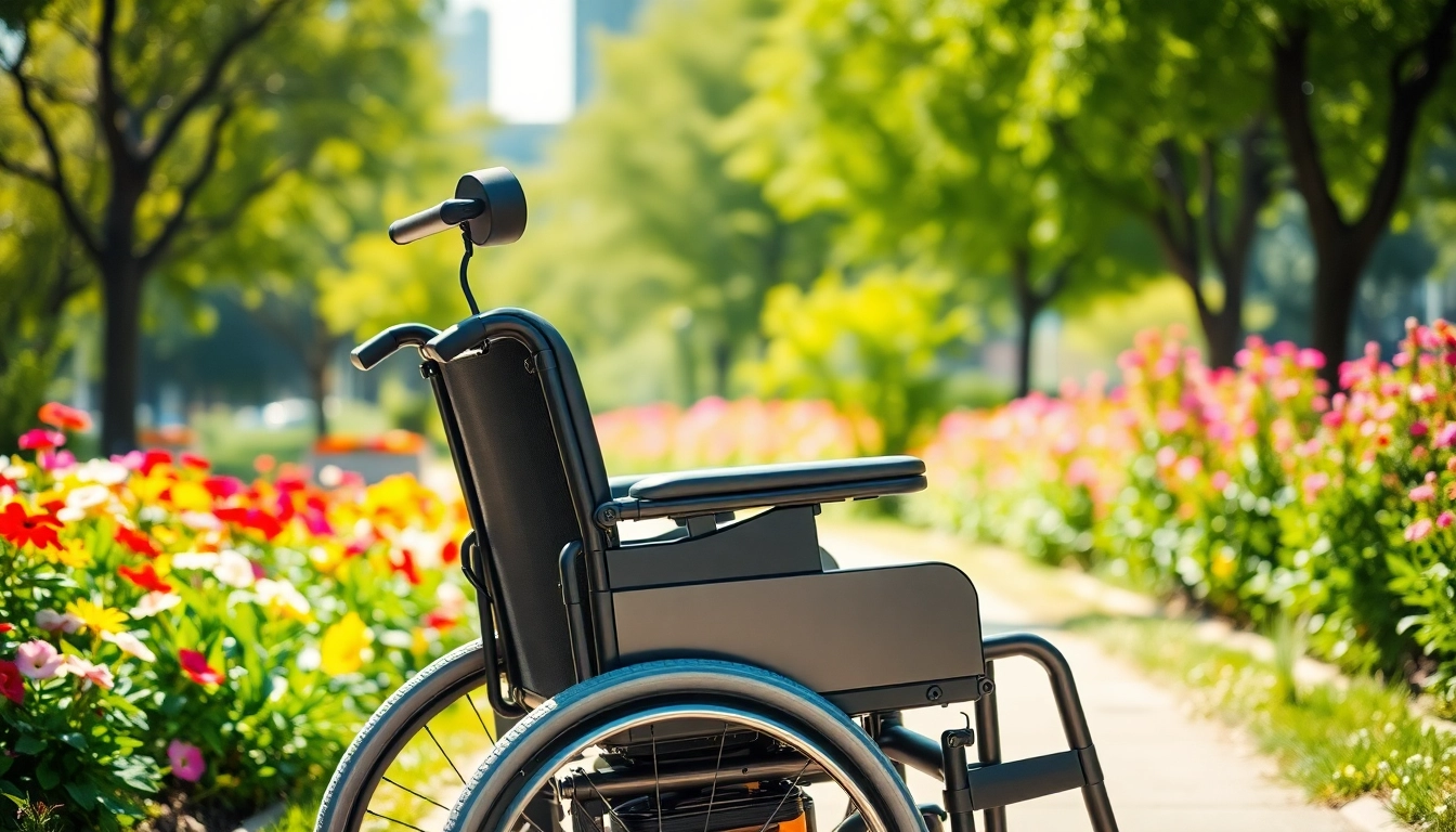 Electric Wheelchair for enhanced mobility showcased in a vibrant urban park.