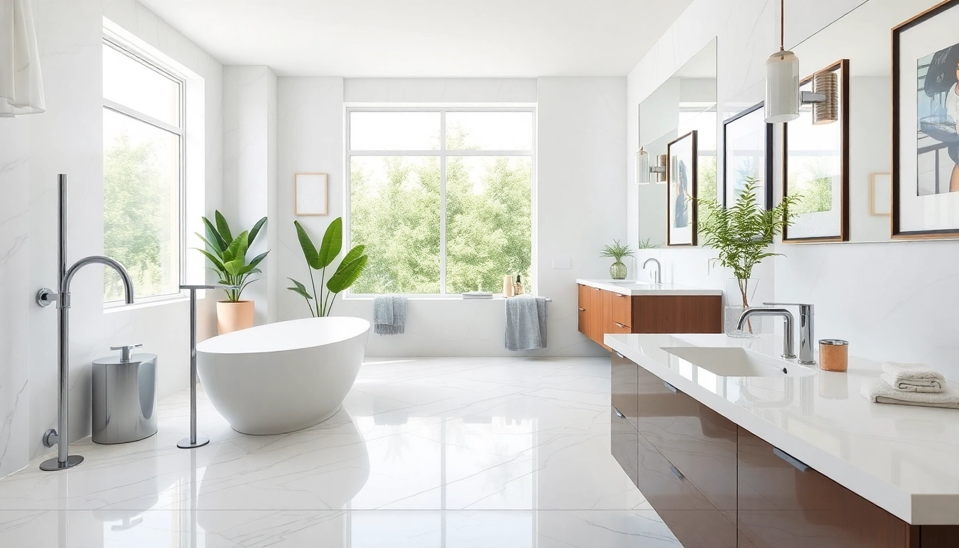 Beautiful bathroom renovation showcasing modern fixtures and a calming atmosphere.