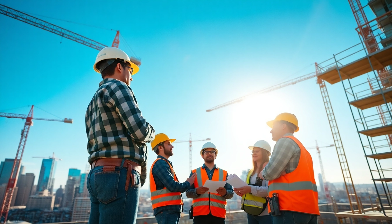 Construction workers in Denver collaborating, representing the construction association denver efforts.