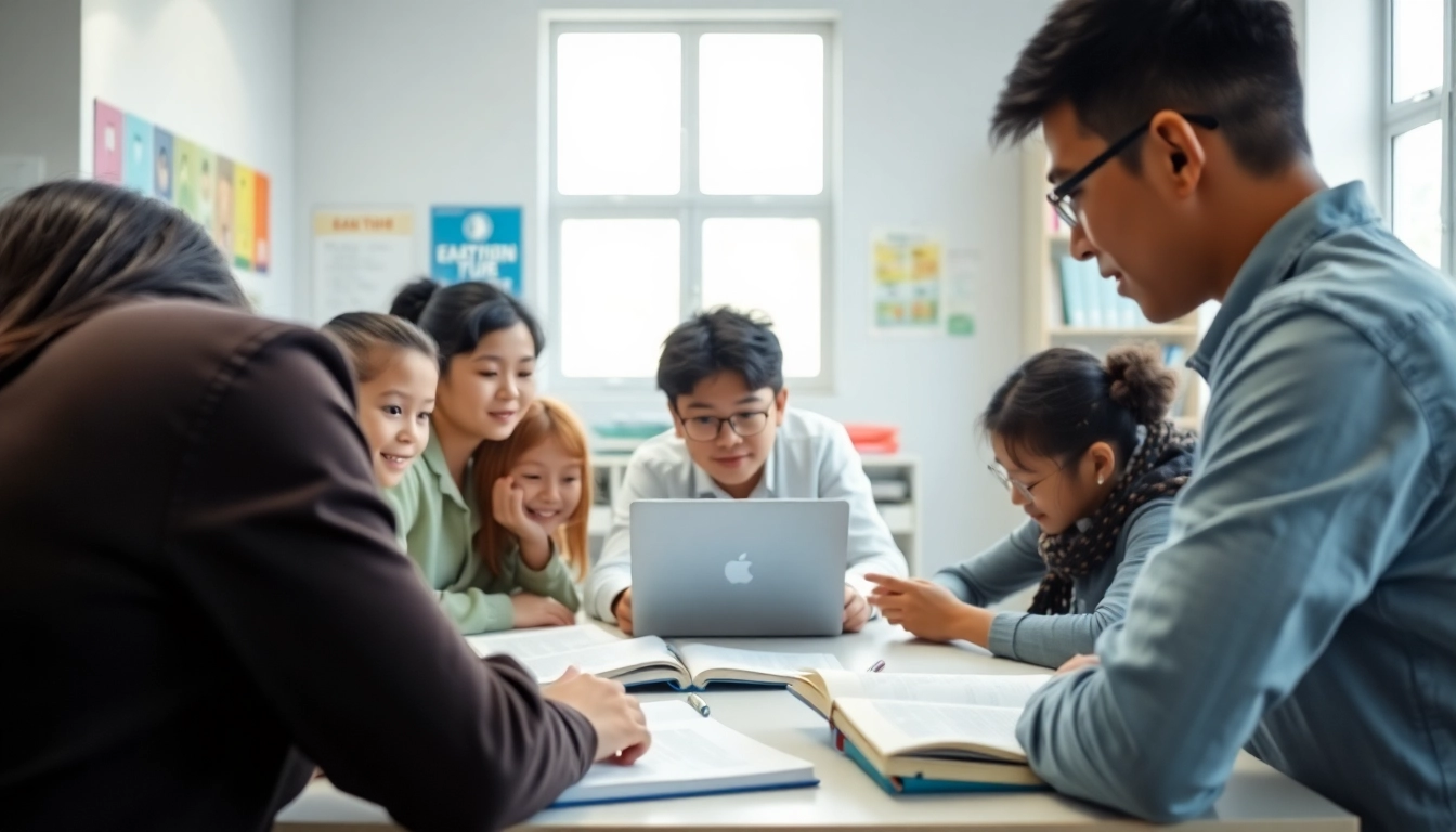 Students actively collaborating in a Tuition Centre learning environment.
