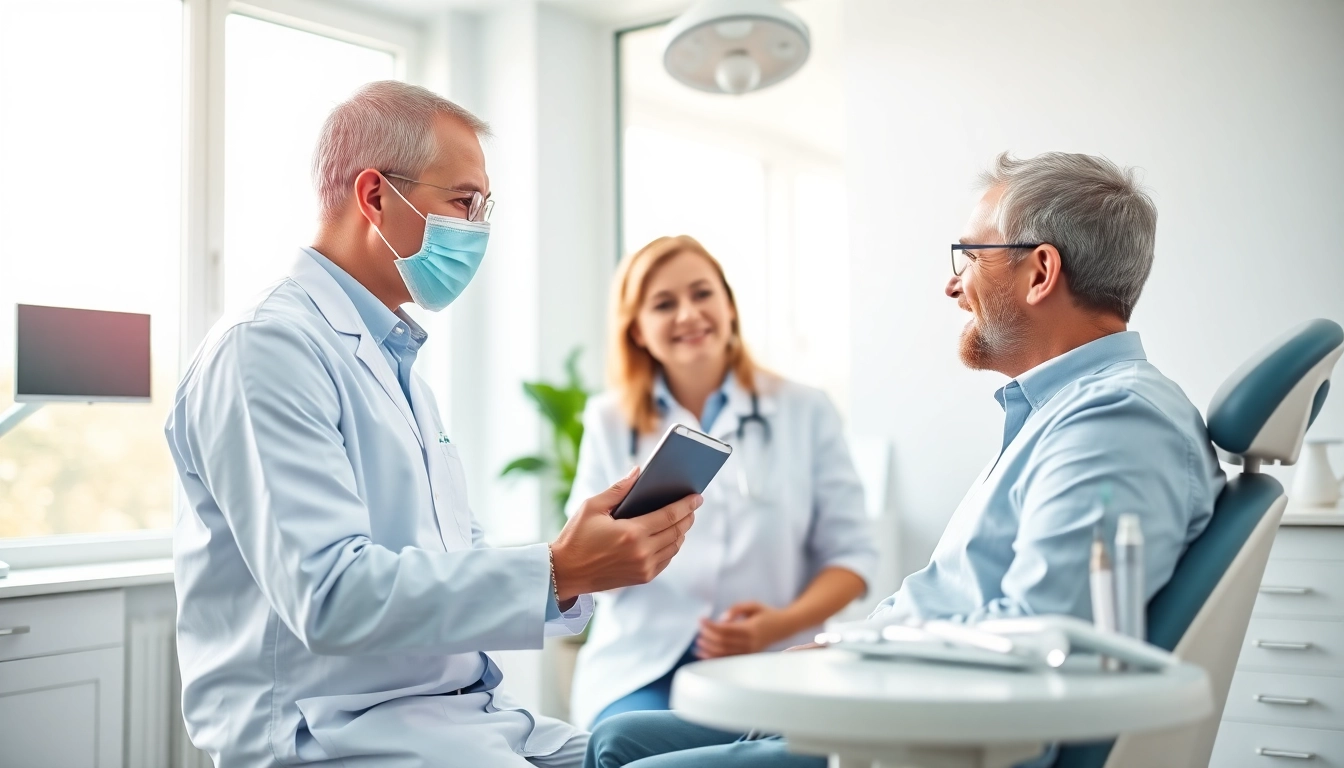 Engage potential clients with Dental PPC ad showcasing a dentist consulting with a patient in a modern office.