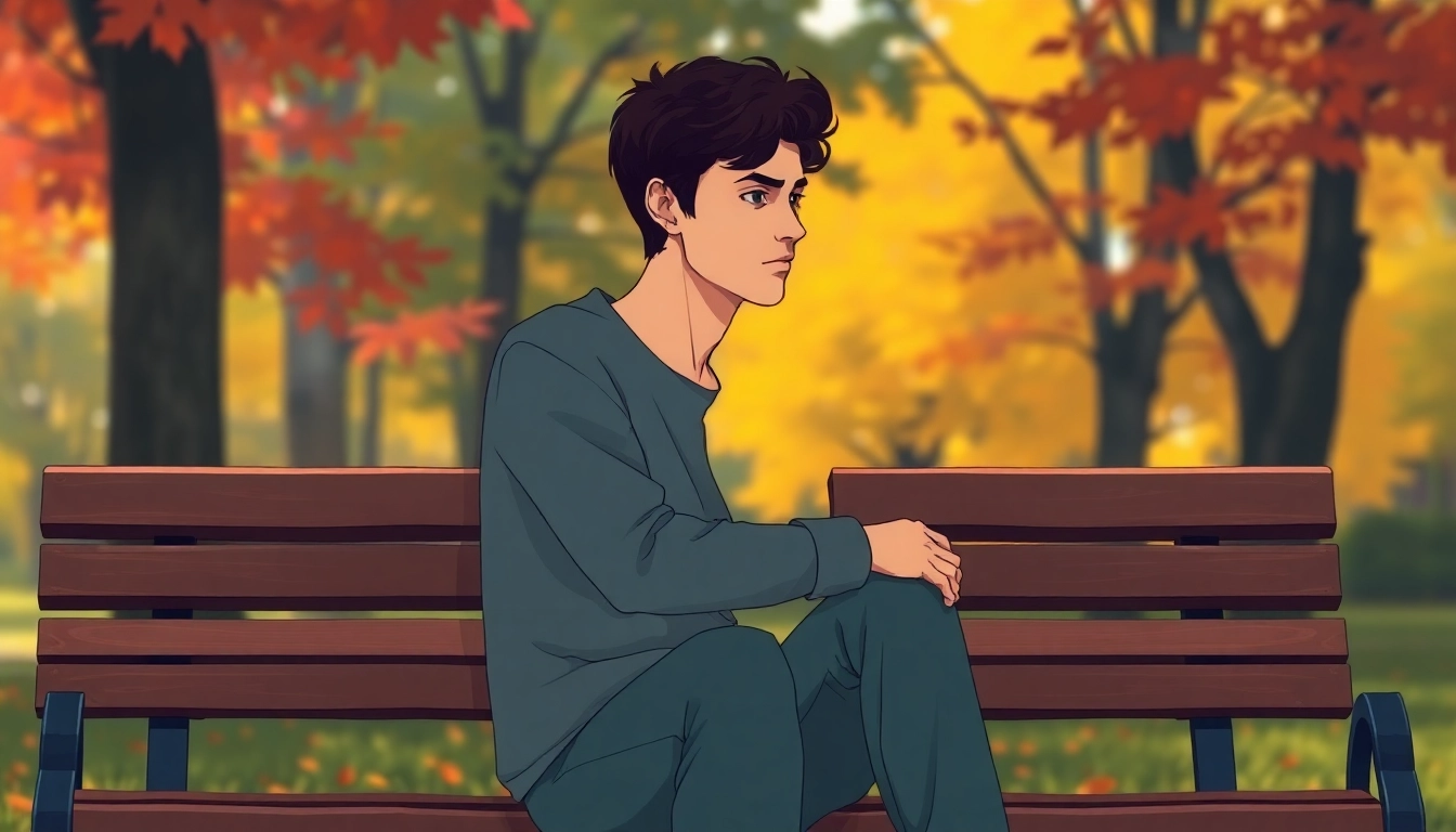 A person reflecting on emotion after a relationship breakup in a peaceful park setting.