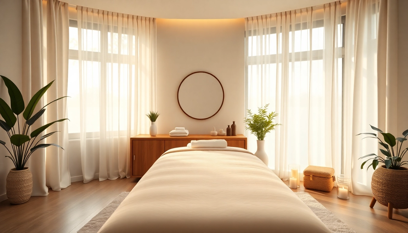 Relaxing environment of a medical spa showcasing a serene treatment room with soft lighting.