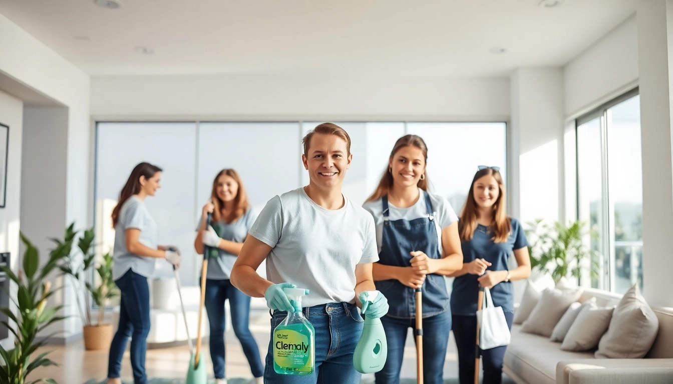 Bond cleaning Brisbane professionals efficiently cleaning a bright apartment with eco-friendly supplies.