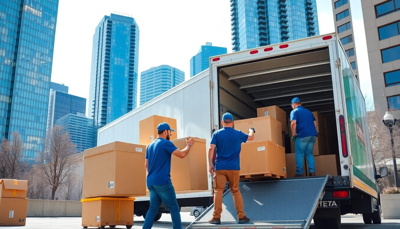 Moving companies Toronto professionals loading furniture into a truck in urban Toronto.