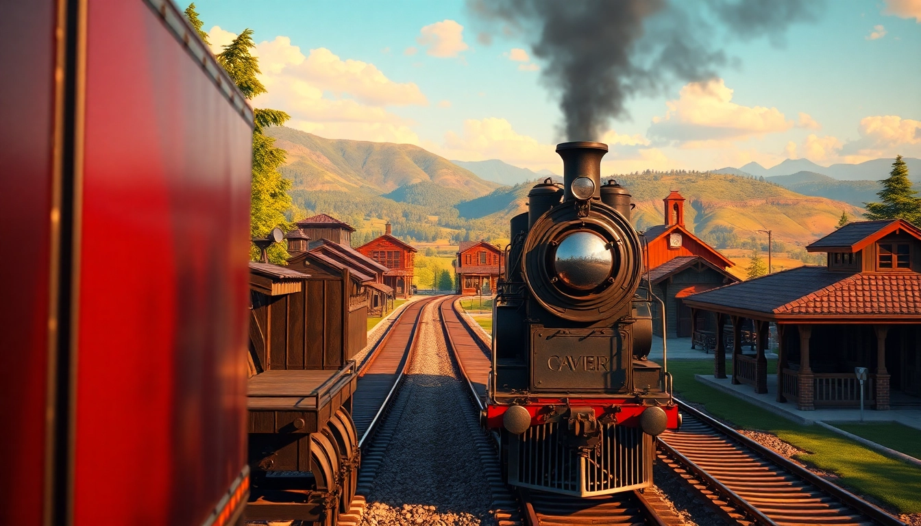 Experience the thrill with railroad tycoon free download game featuring a vintage locomotive and stunning scenery.