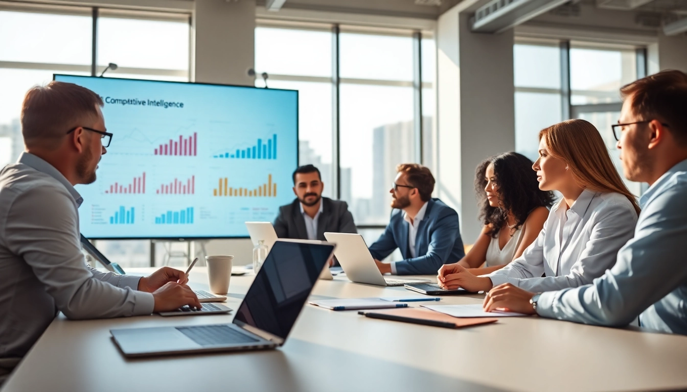 Enhance competitive intelligence strategies in teamwork discussion among diverse professionals.