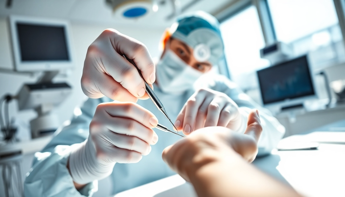 Für Handchirurgie Braunschweig zeigt ein Chirurg präzise Operationstechniken in einem modernen Klinikumfeld.