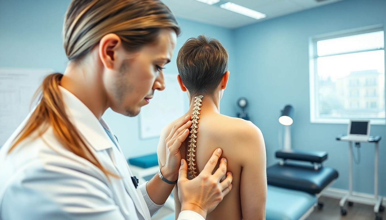 Engaged Spine physio session with a physiotherapist actively assessing a patient’s spinal health.