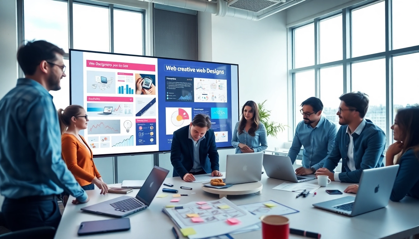 Kansas City web design company team collaborating in a modern office.