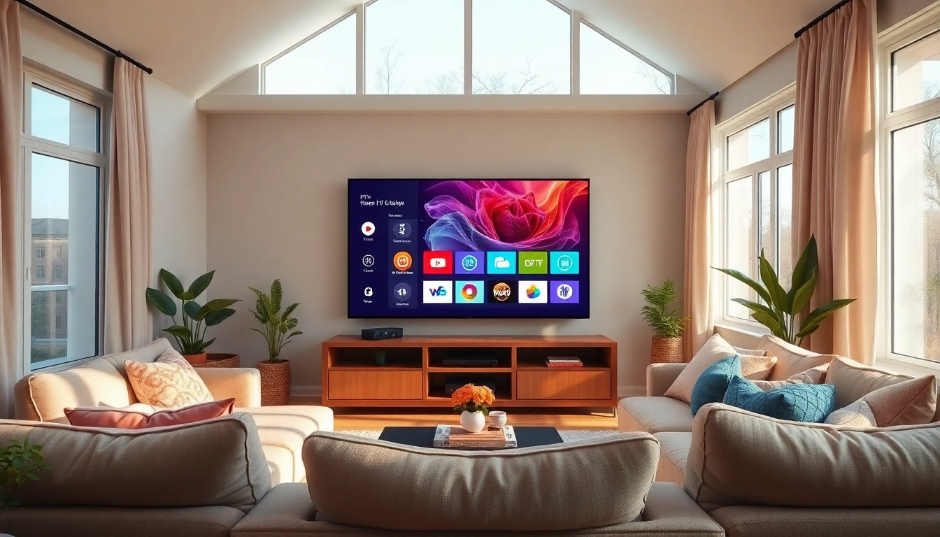 Regardez meilleur iptv sur un téléviseur moderne dans un salon confortable.
