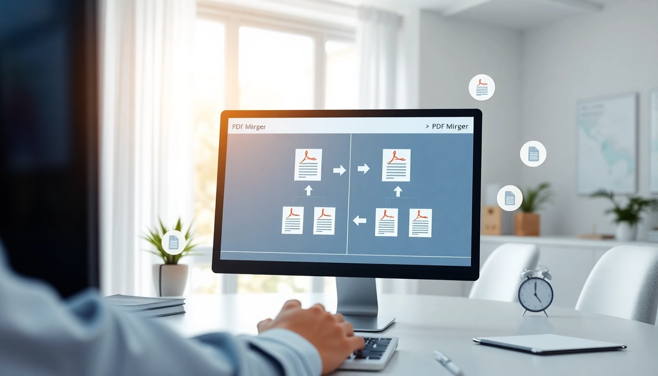 Merge files using an online merge pdf tool on a digital interface.