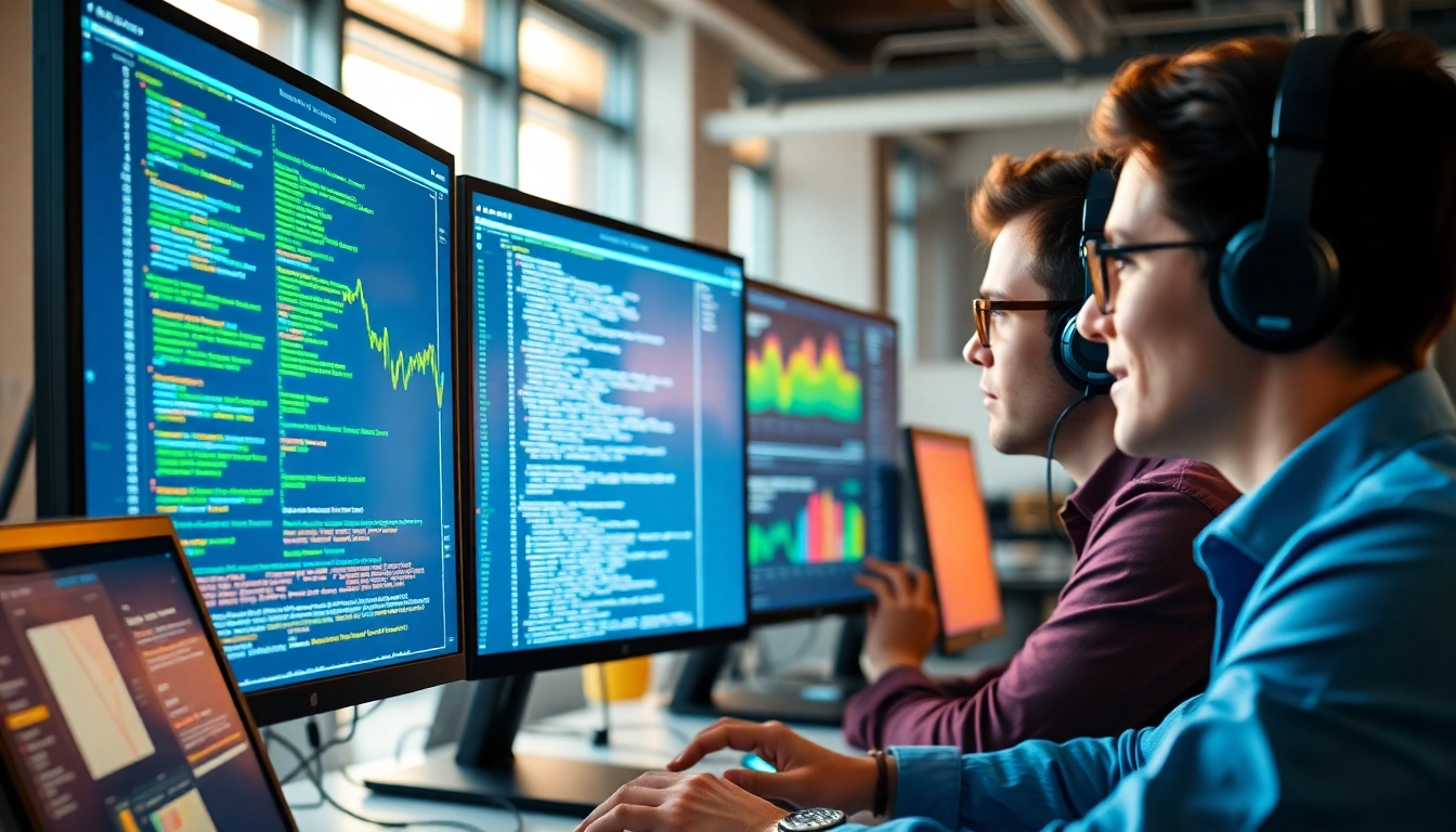 Developers integrating screenshot API into a web application in a modern office setting.