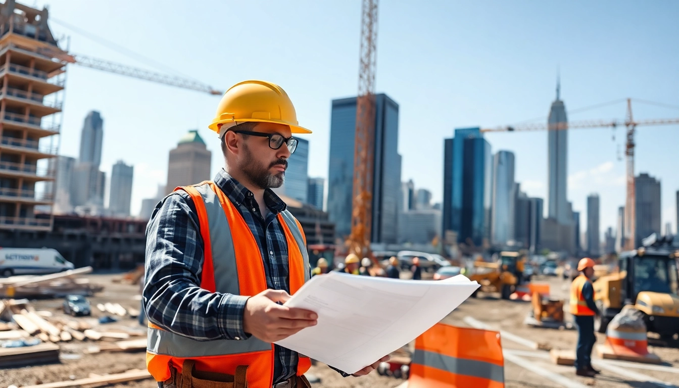New York Construction Manager managing a busy construction site in NYC.