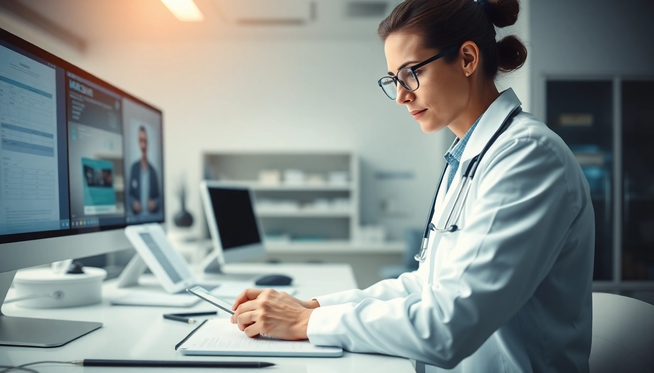 Eprescribing vs traditional prescribing: Healthcare provider using a digital e-prescribing system in a clinical setting.