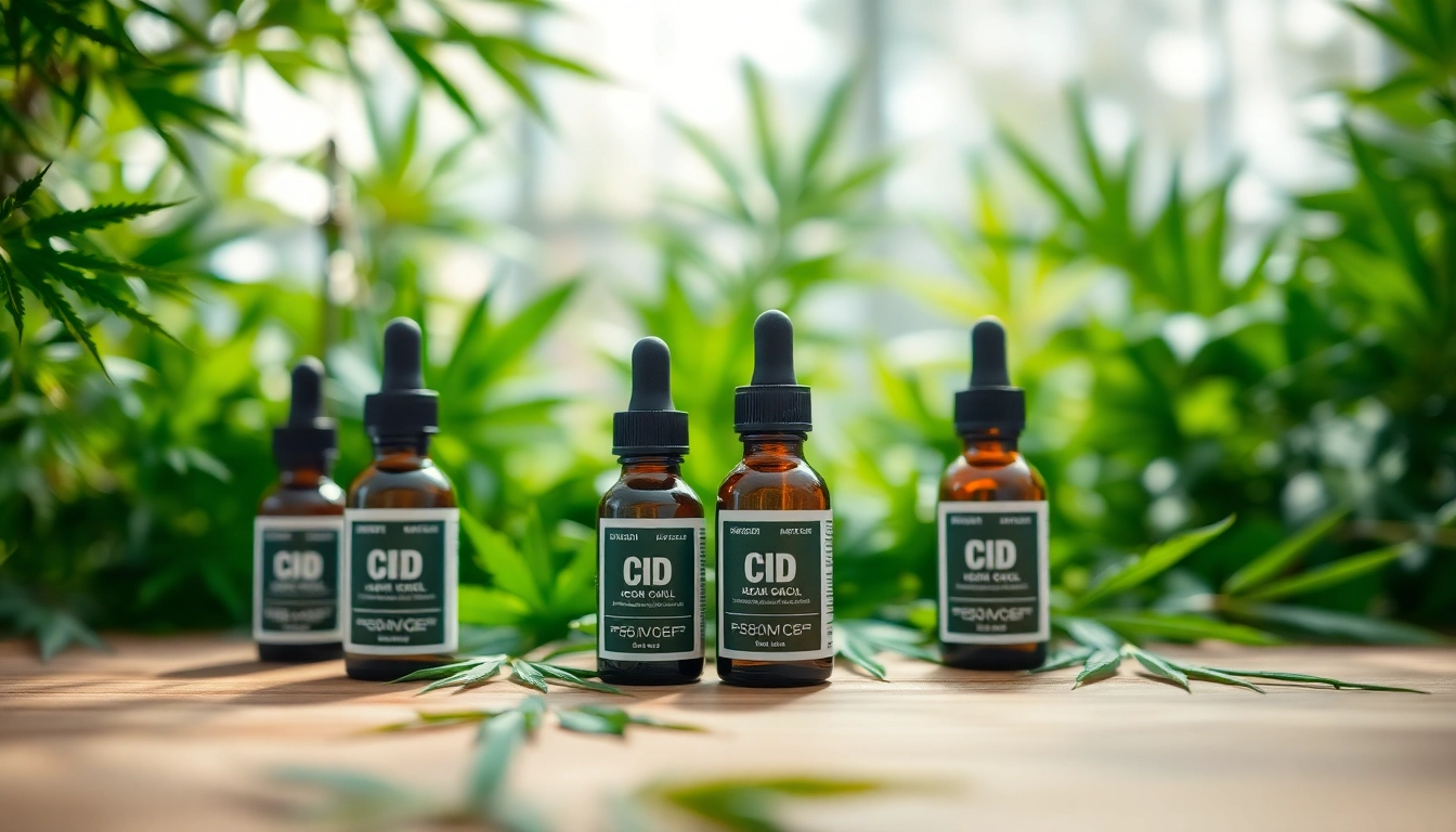 Showcase of CBD UK oil products in a relaxing herbal setting with natural light.
