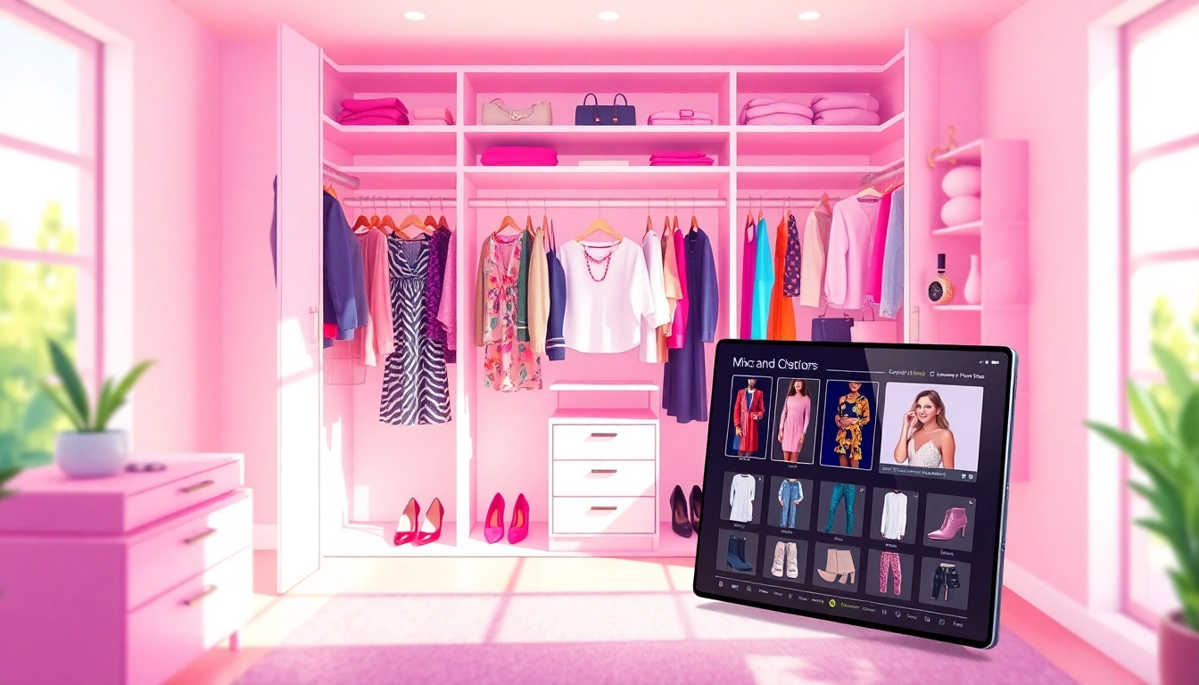 Cher's clueless closet illustrated with vibrant outfits, interactive features, and a stylish design.