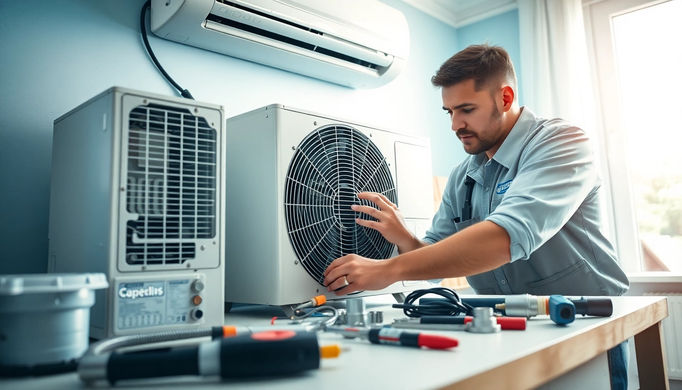 Skilled technician performing ac repair glendale az in a bright and clean residential environment.