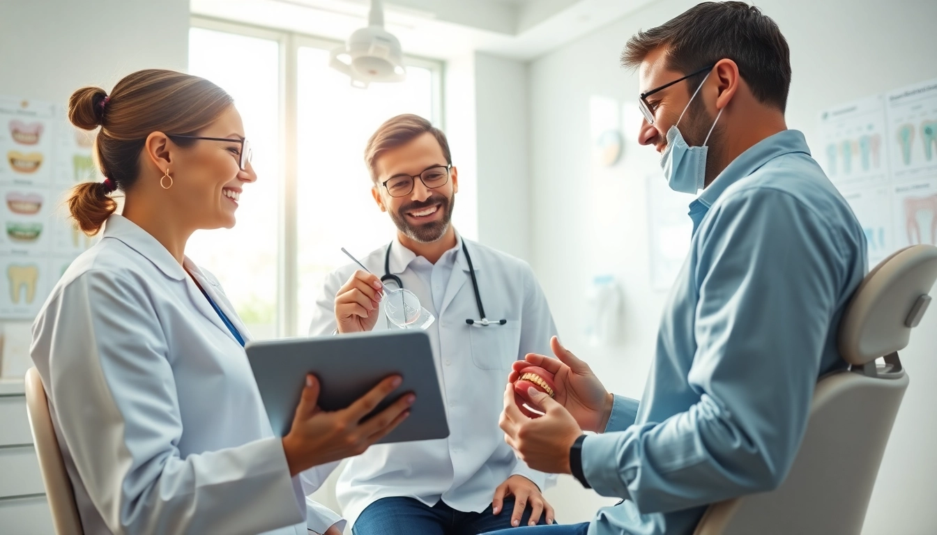 Orthodontist discussing braces Myrtle Beach in a modern dental office.