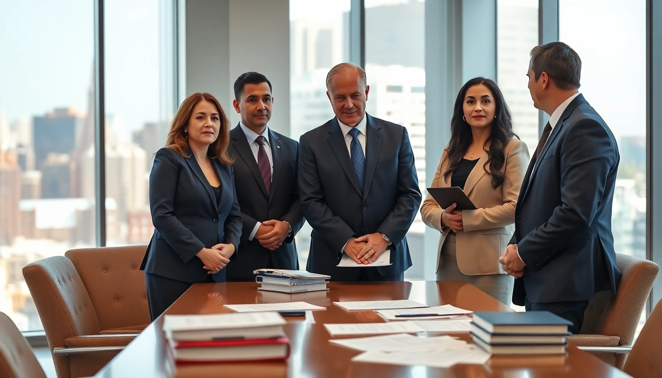 Maryland Workers Comp Lawyers consulting with clients in a professional office setting, showcasing dedicated legal support.
